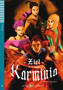 portada del libro original en alemán "Ziel Karminia" para niños y adolescentes.